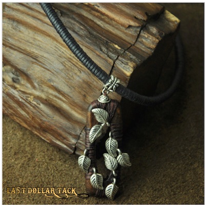 Handcrafted Wind Wood Pendant Vintage Silver Leaf Necklace